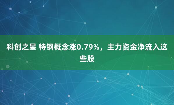 科创之星 特钢概念涨0.79%，主力资金净流入这些股