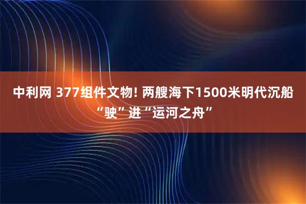 中利网 377组件文物! 两艘海下1500米明代沉船“驶”进“运河之舟”